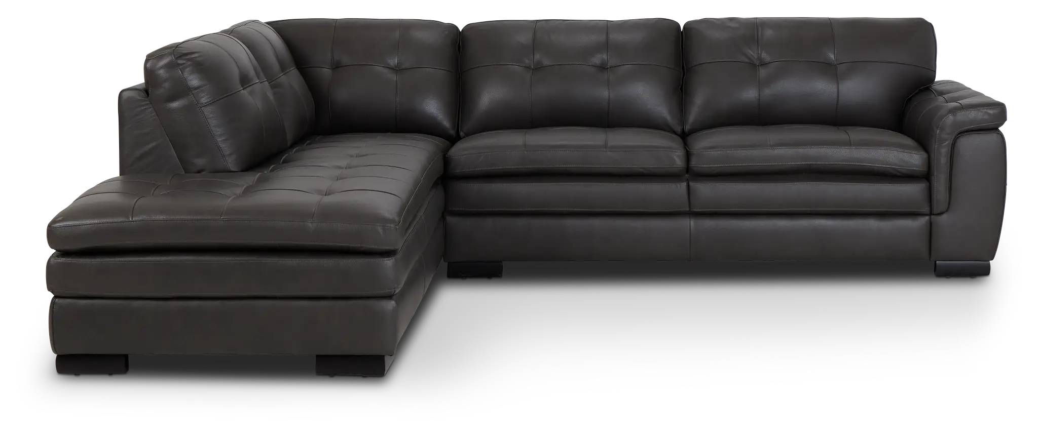Braden Dark Gray Leather Small Left Bumper Sectional Braden Dark Gray Leather Small Left Bumper Sectional