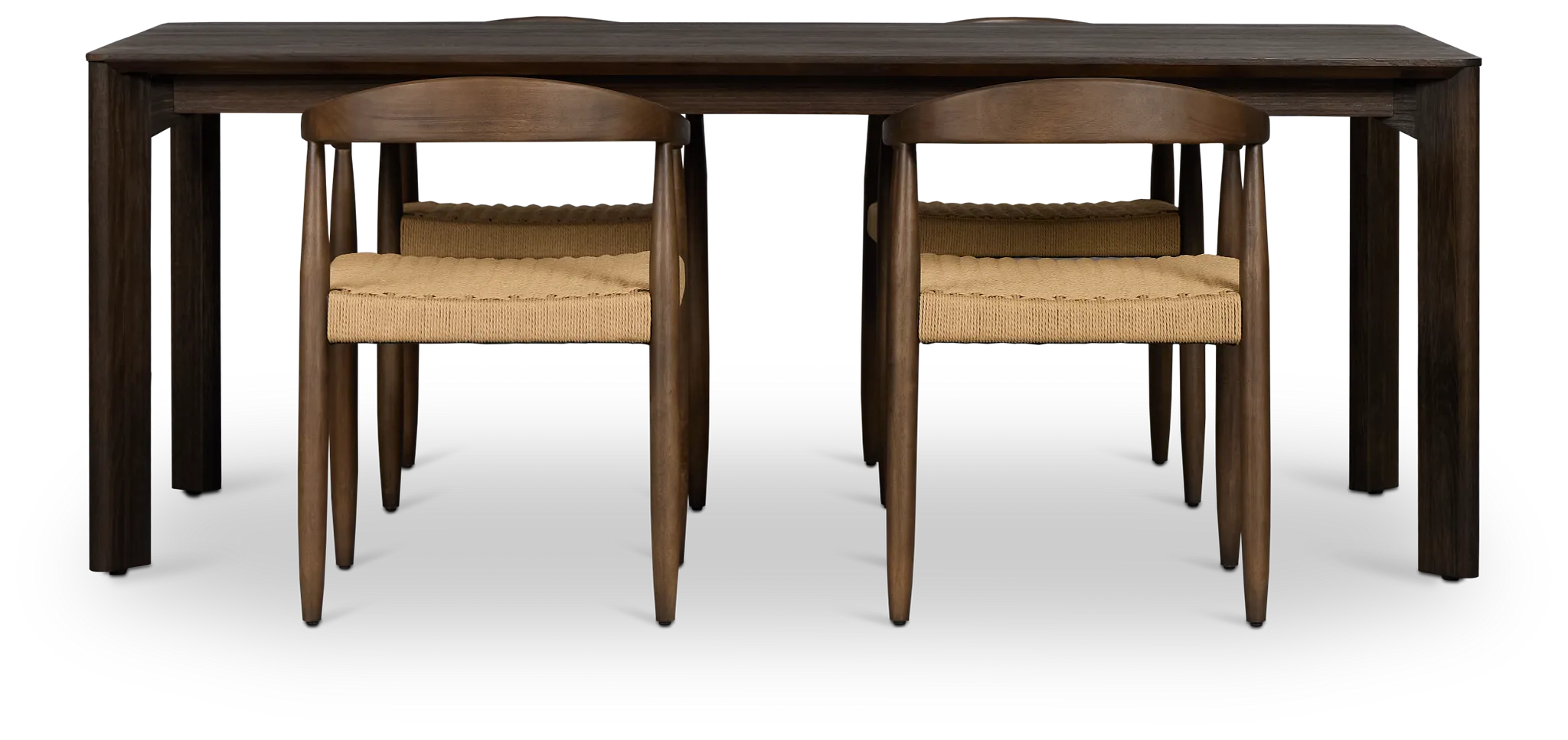 Santorini Dark Tone Rect Table & 4 Curved Chairs