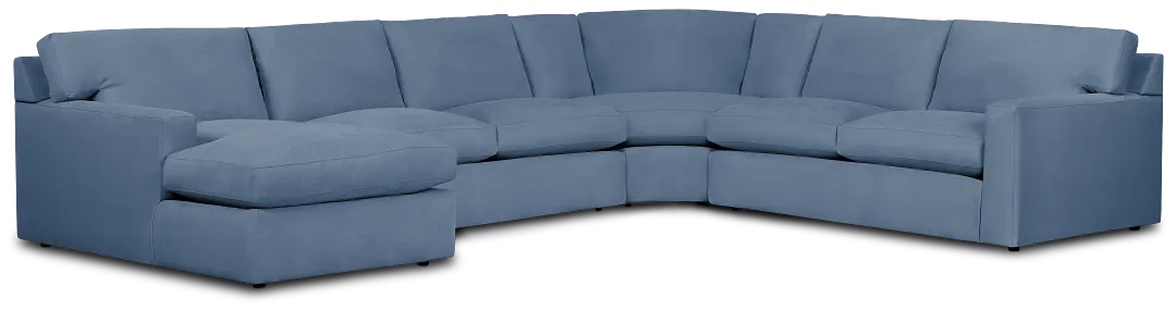 Hudson Blue Fabric Medium Left Chaise Wedge Sectional