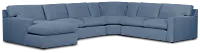 Hudson Blue Fabric Medium Left Chaise Wedge Sectional