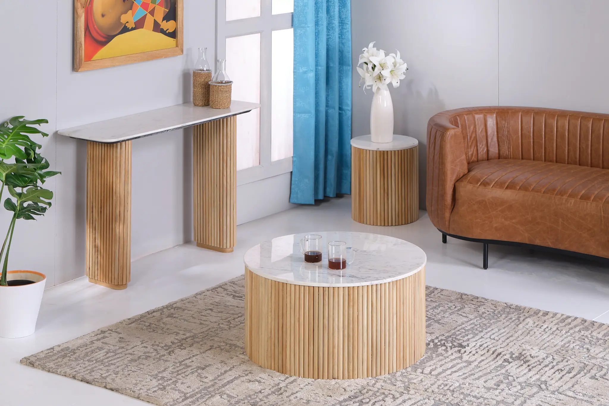 Nami Light Tone Round End Table Nami Light Tone Round End Table