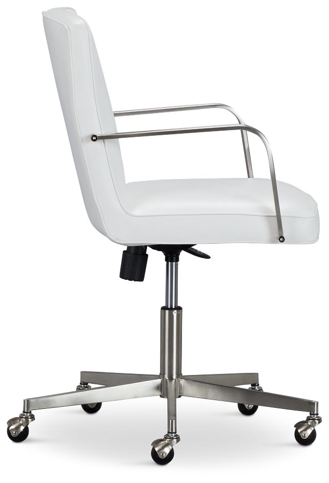 Haven White Chrome Upholstered Desk Chair