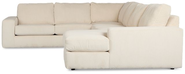 Charlie Ivory Fabric Medium Right Chaise Sectional