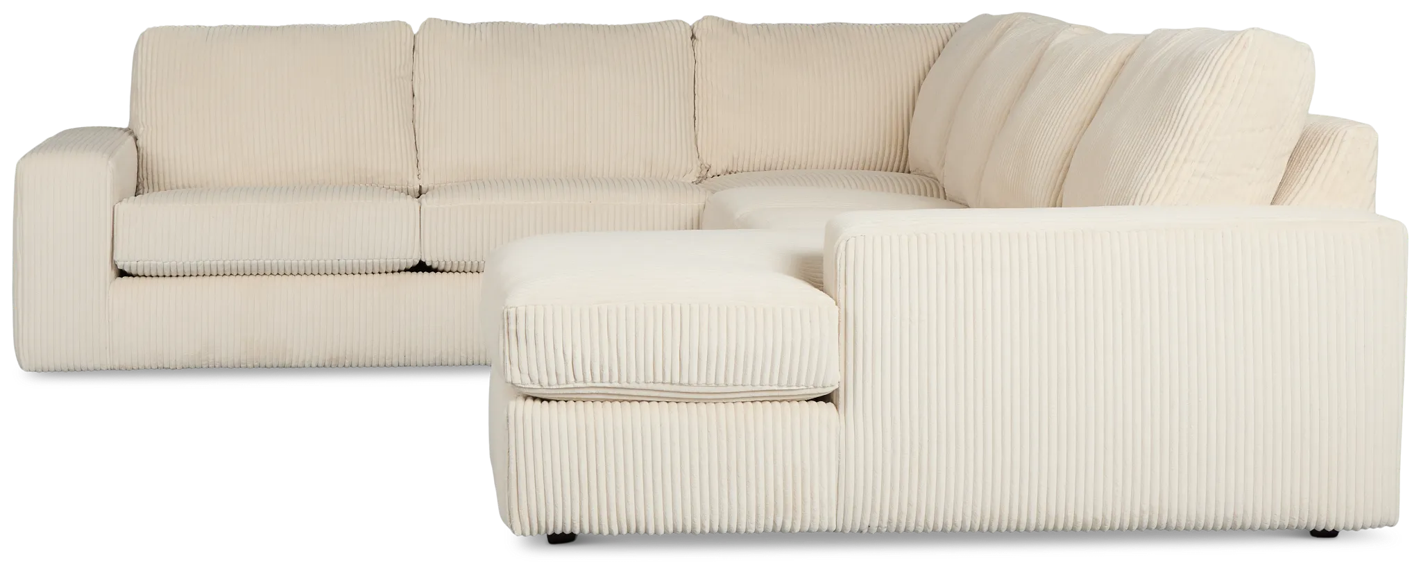 Charlie Ivory Fabric Medium Right Chaise Sectional