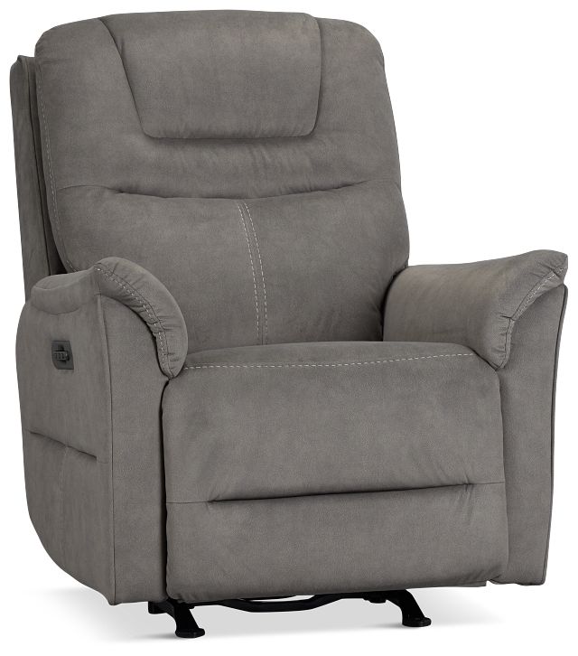 Archie Gray Fabric Power Recliner With Heat And Massage