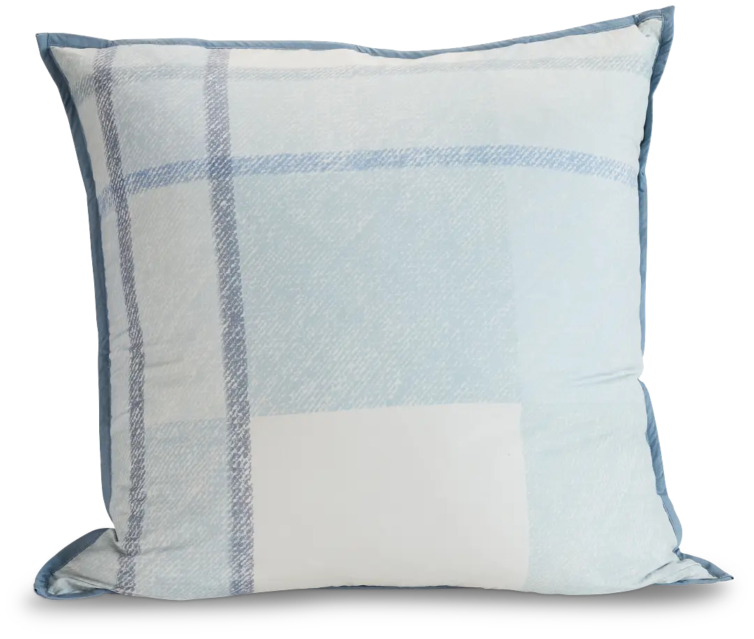 Leighton Light Blue Cotton Euro Sham Leighton Light Blue Cotton Euro Sham
