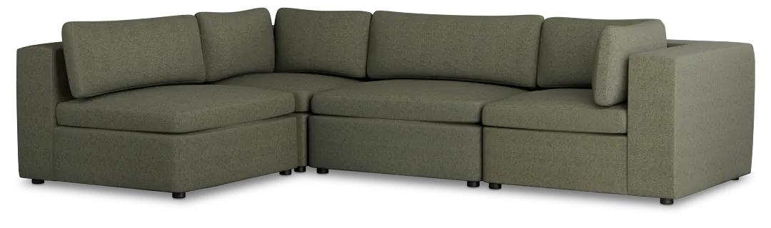 Destin Sutton Green Fabric 4-piece Modular Sectional