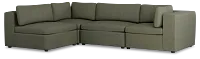 Destin Sutton Green Fabric 4-piece Modular Sectional