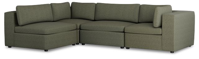Destin Sutton Green Fabric 4-piece Modular Sectional