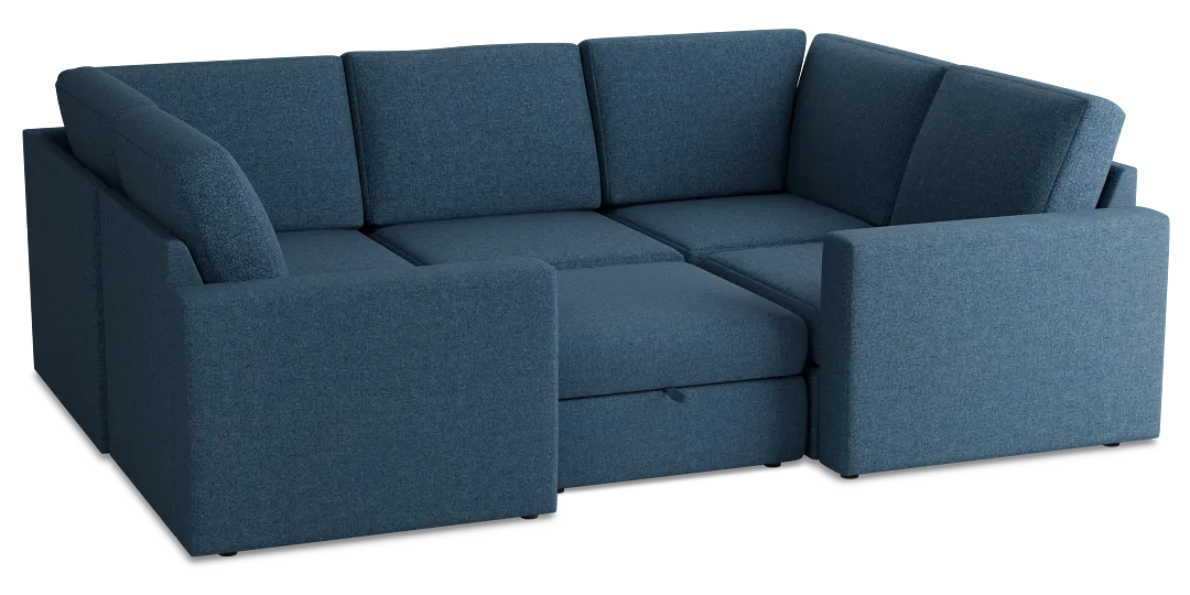 Citymod Blue Fabric 6-piece Pit Sectional