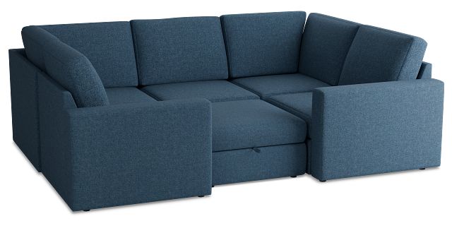 Citymod Blue Fabric 6-piece Pit Sectional