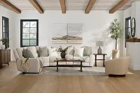 Bennett Light Beige Fabric Medium Dual Power 2-arm Reclining Sectional