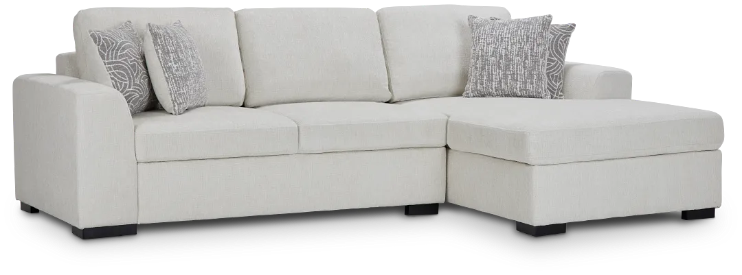 Blakely White Fabric Small Right Chaise Storage Sleeper Sectional