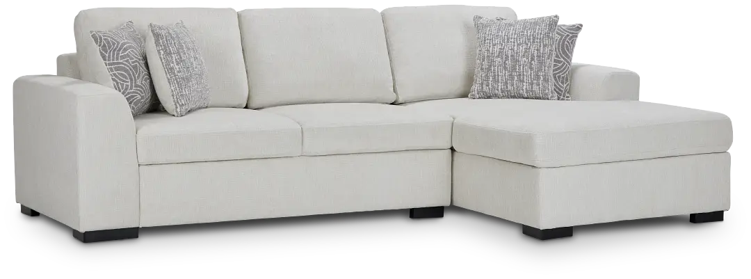 Blakely White Fabric Small Right Chaise Storage Sleeper Sectional Blakely White Fabric Small Right Chaise Storage Sleeper Sectional