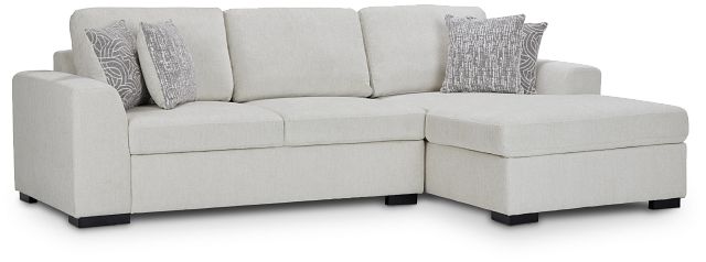 Blakely White Fabric Right Chaise Storage Sectional