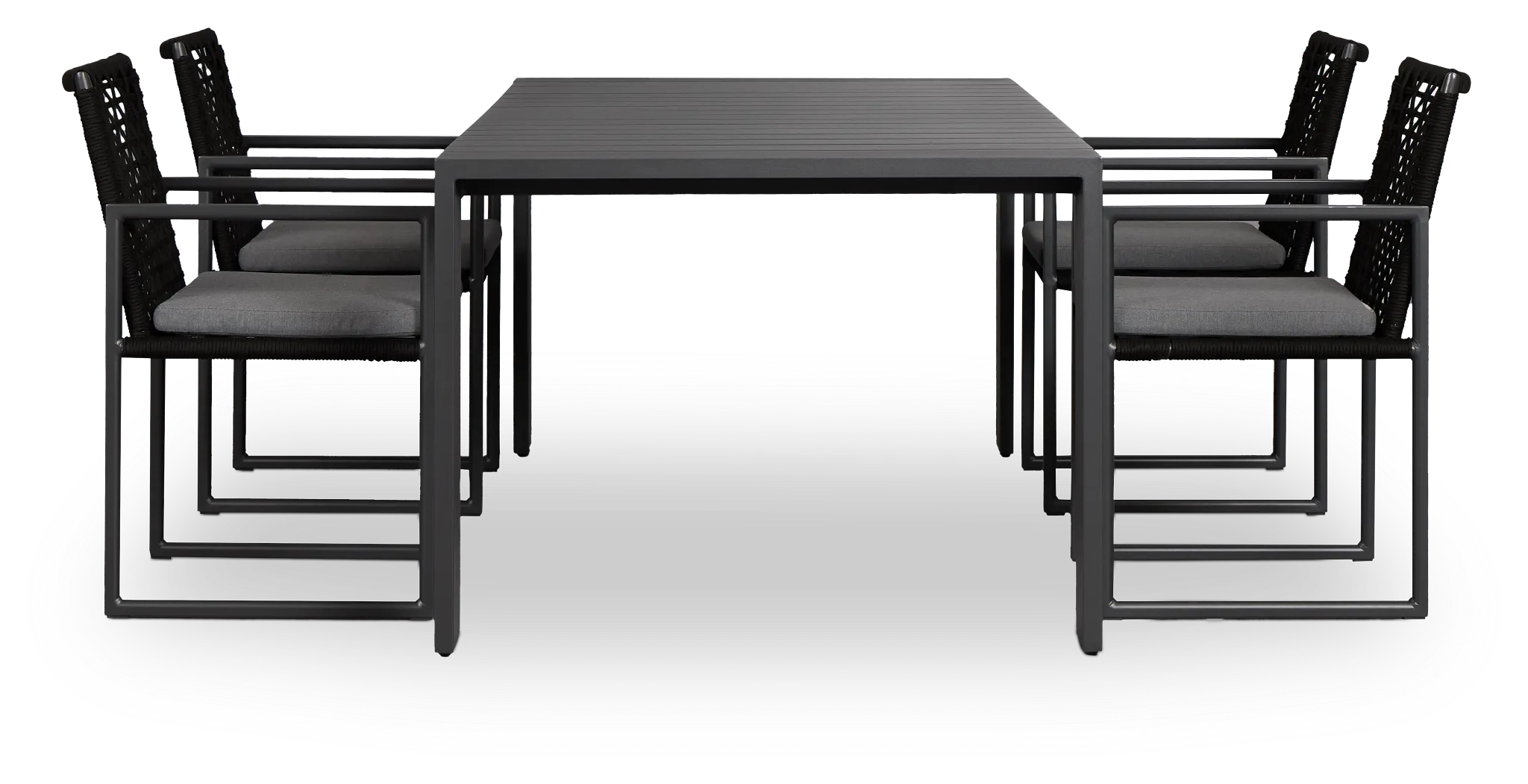 Sunrise Dark Gray 86" Rectangular Table & 4 Aluminum Arm Chairs