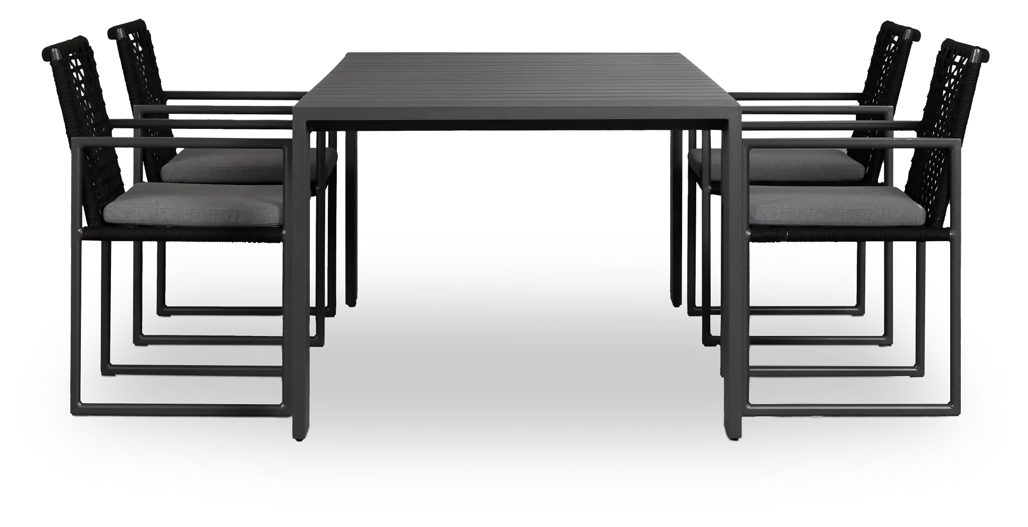 Sunrise Dark Gray 86" Rectangular Table & 4 Aluminum Arm Chairs Sunrise Dark Gray 86" Rectangular Table & 4 Aluminum Arm Chairs