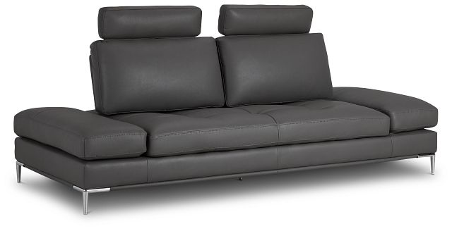 Camden Dark Gray Micro Sofa With Detachable Headrests (2)