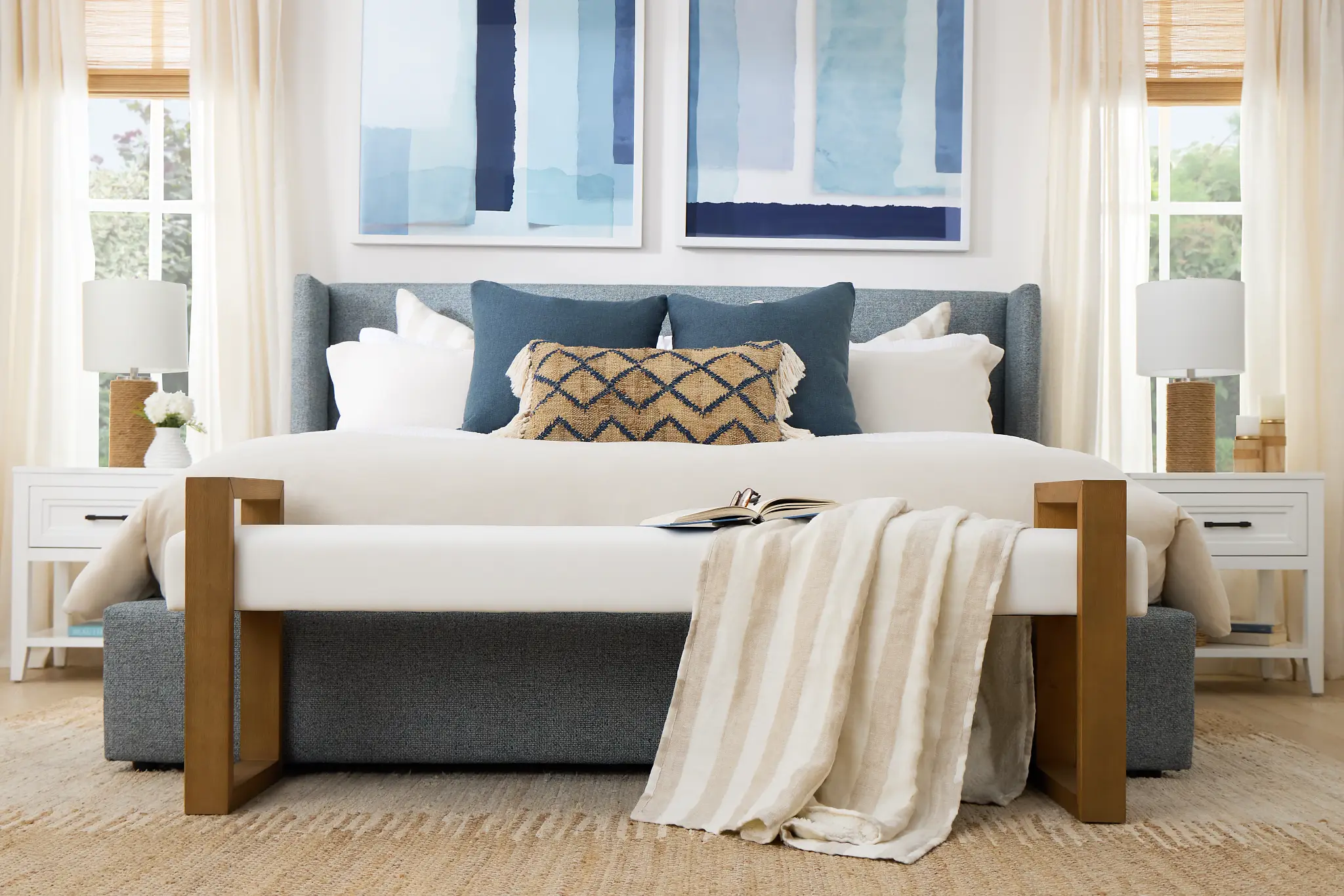 Captiva Natural Beauty Light Blue 48" Upholstered Shelter Bed Captiva Natural Beauty Light Blue 48" Upholstered Shelter Bed