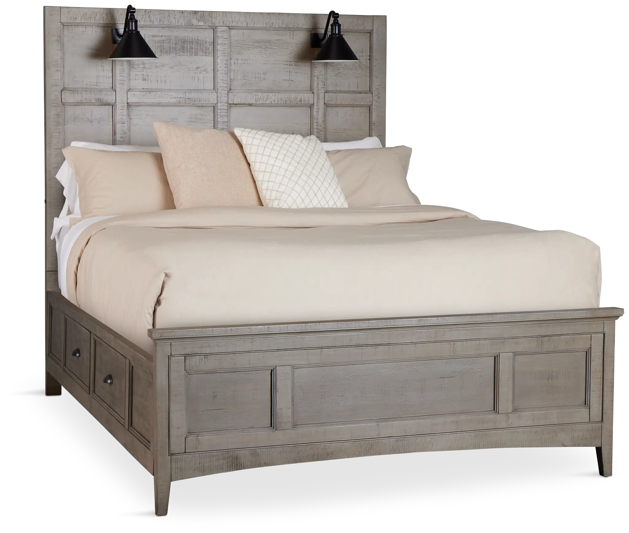 Heron Cove Light Tone Storage Panel Bed With Lights Heron Cove Light Tone Storage Panel Bed With Lights