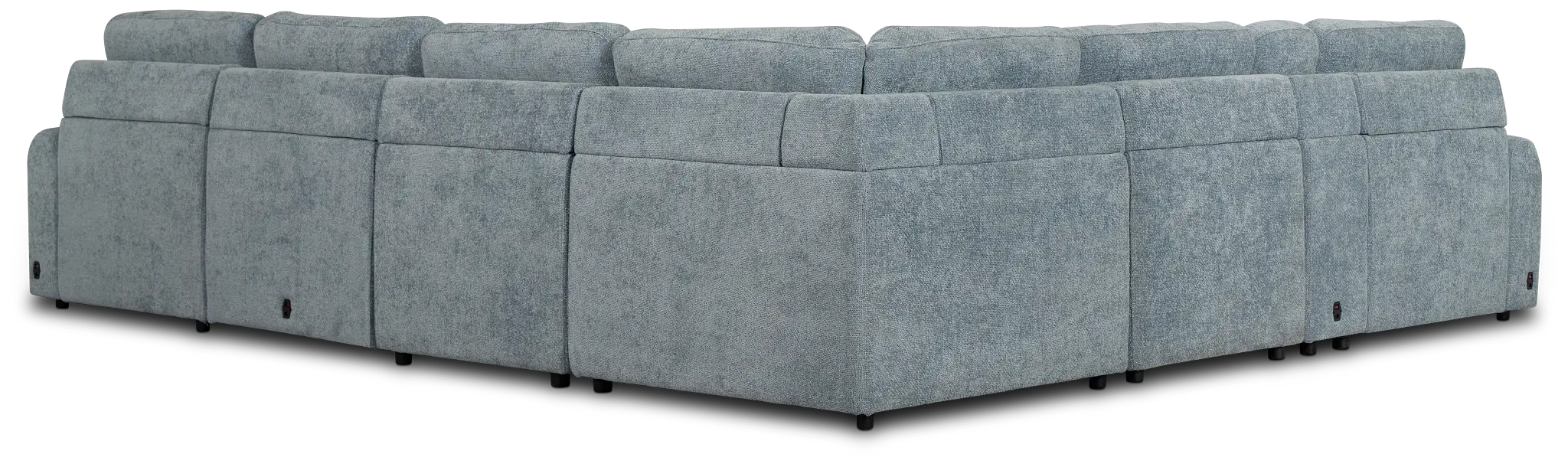 Hendrix Light Blue Fabric Large Dual Power Right Extension Chaise Sectional Hendrix Light Blue Fabric Large Dual Power Right Extension Chaise Sectional