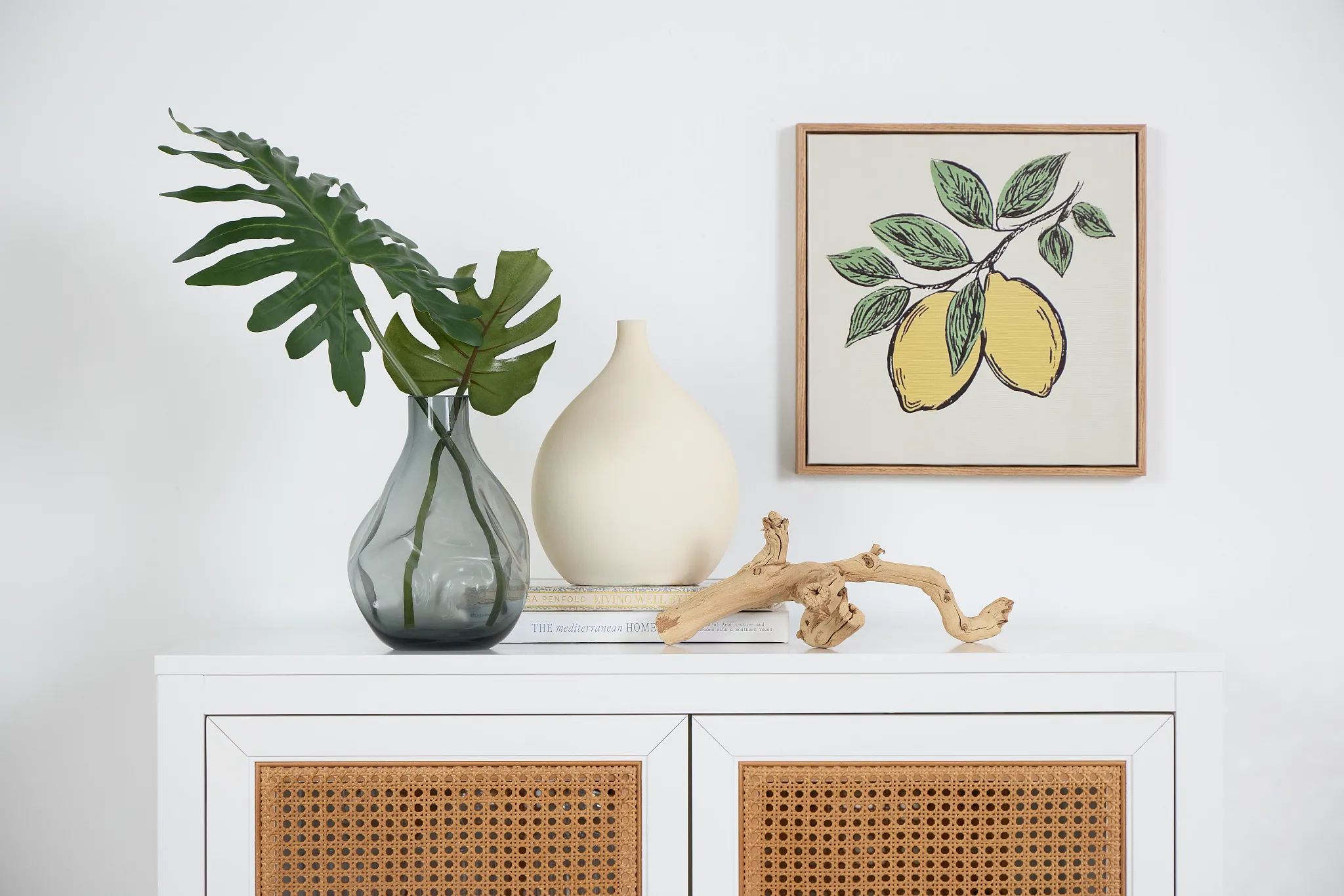Suny Beige Framed Canvas Wall Art