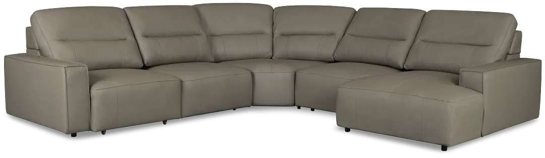 Rudy Gray Lthr/vinyl Small Left Chaise Power Extension Sectional