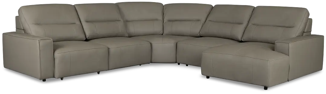 Rudy Gray Lthr/vinyl Small Left Chaise Power Extension Sectional Rudy Gray Lthr/vinyl Small Left Chaise Power Extension Sectional