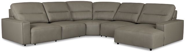 Rudy Gray Lthr/vinyl Small Left Chaise Power Extension Sectional