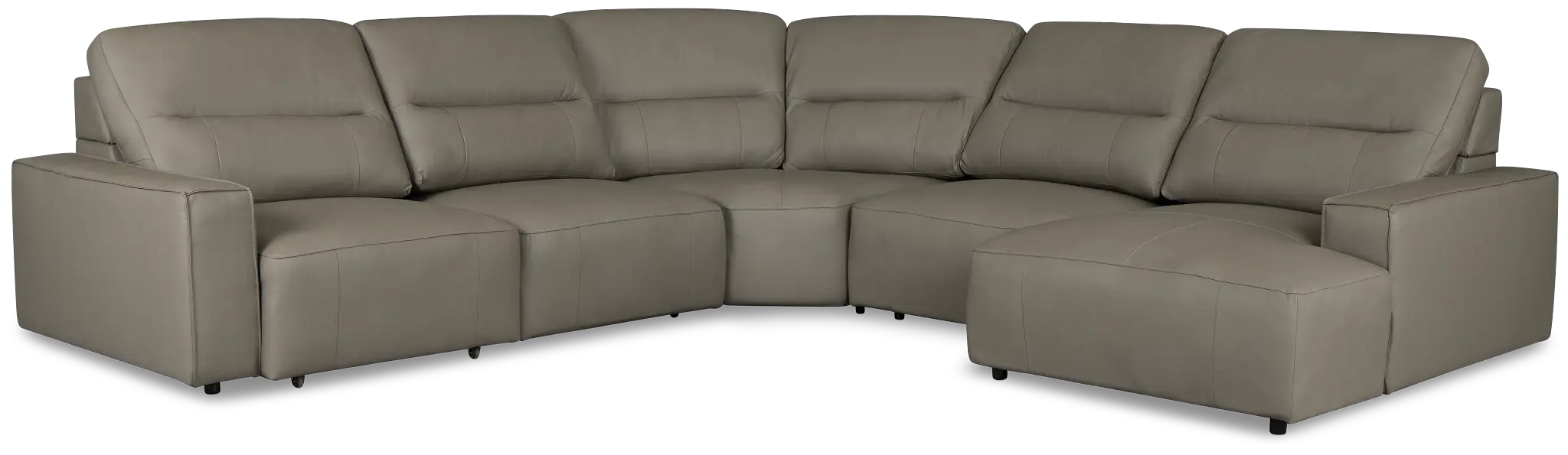 Rudy Gray Lthr/vinyl Small Left Chaise Power Extension Sectional Rudy Gray Lthr/vinyl Small Left Chaise Power Extension Sectional