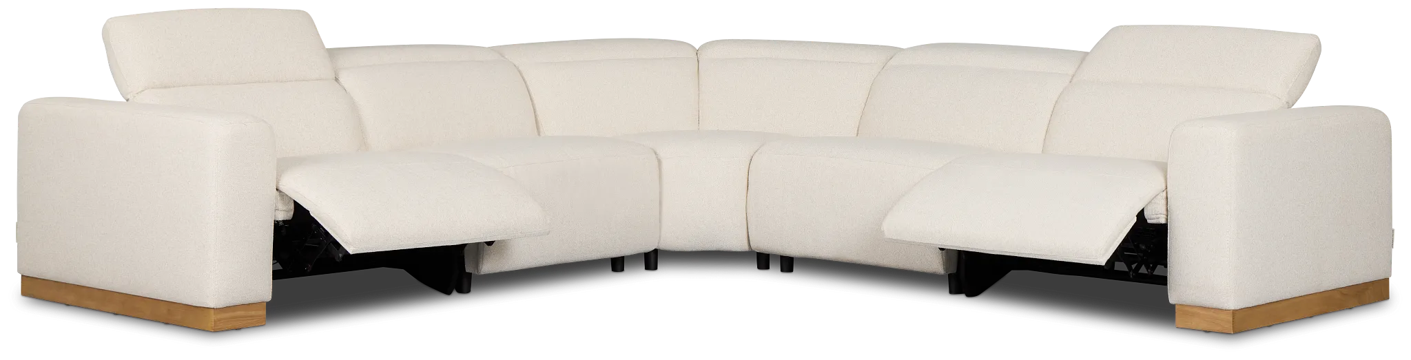 Leona Light Beige Fabric Small Dual Power Reclining Two-arm Sectional