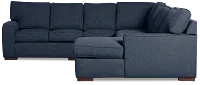 Sinclair Dark Blue Fabric Large Right Chaise Sectional