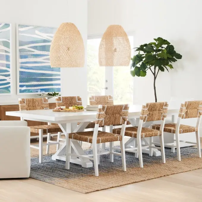 White Trestle Table & 4 Chairs