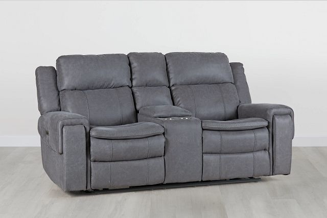 Scout Gray Micro Power Reclining Console Loveseat (0)