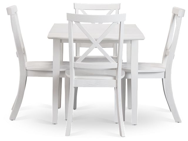 Woodstock White Drop Leaf Rectangular Table & 4 Wood Chairs (3)