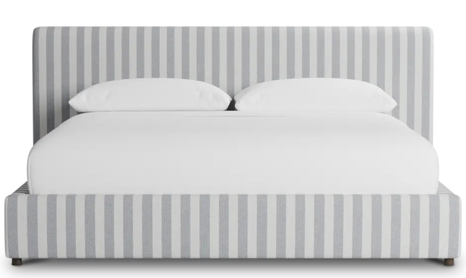 Grayton Sea Lane Dark Blue 44" Upholstered Platform Bed Grayton Sea Lane Dark Blue 44" Upholstered Platform Bed