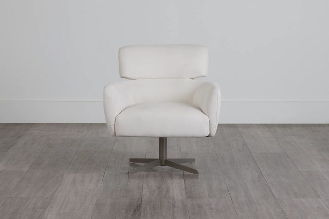 Wynn White Micro Swivel Accent Chair