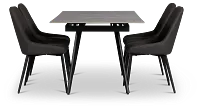 Maricopa Gray Extension Table & 4 Dark Gray Upholstered Chairs