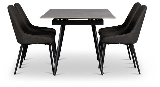 Maricopa Gray Extension Table & 4 Dark Gray Upholstered Chairs
