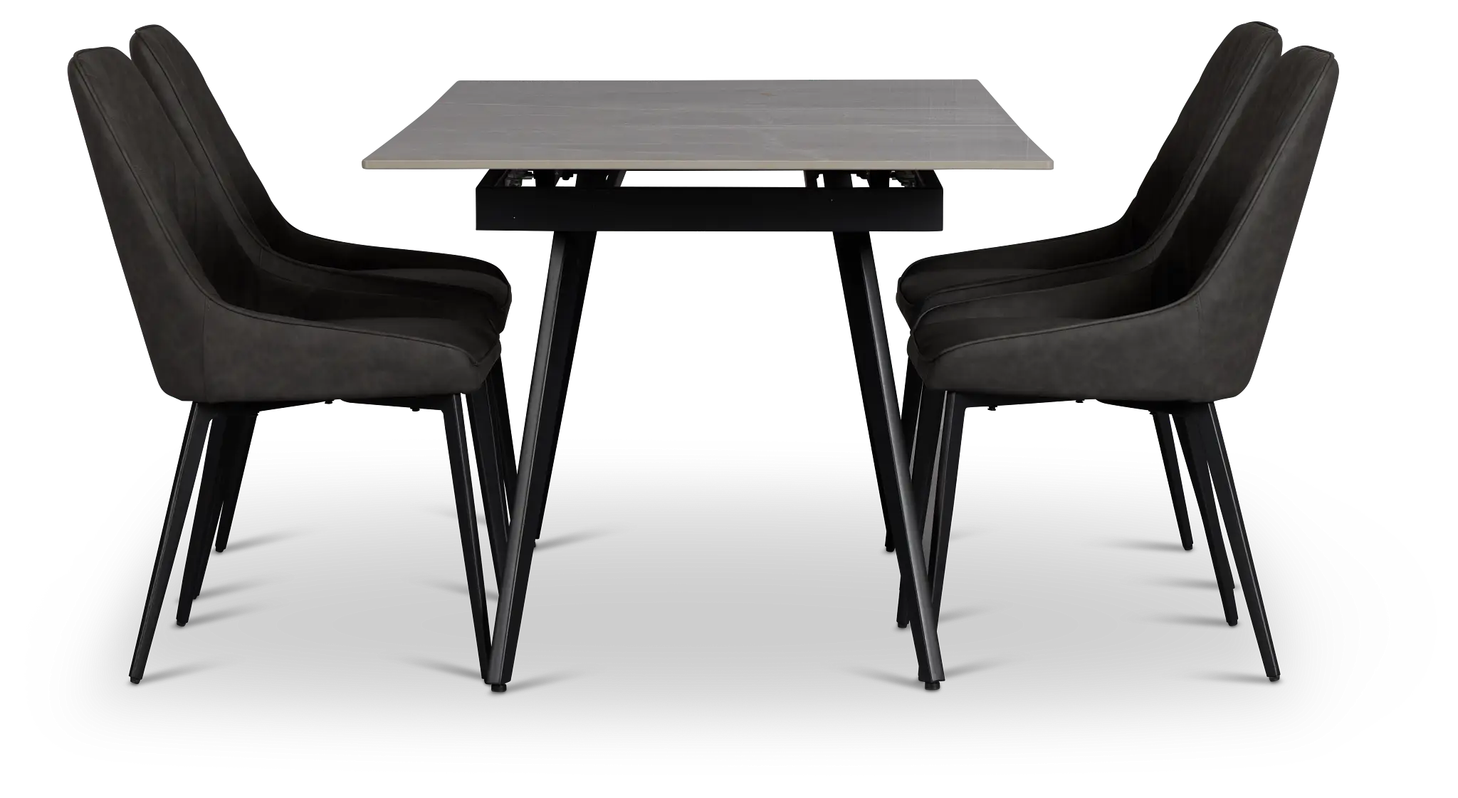 Maricopa Gray Extension Table & 4 Dark Gray Upholstered Chairs Maricopa Gray Extension Table & 4 Dark Gray Upholstered Chairs