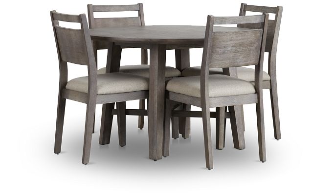 Rockville Light Tone Round Table & 4 Upholstered Chairs (2)