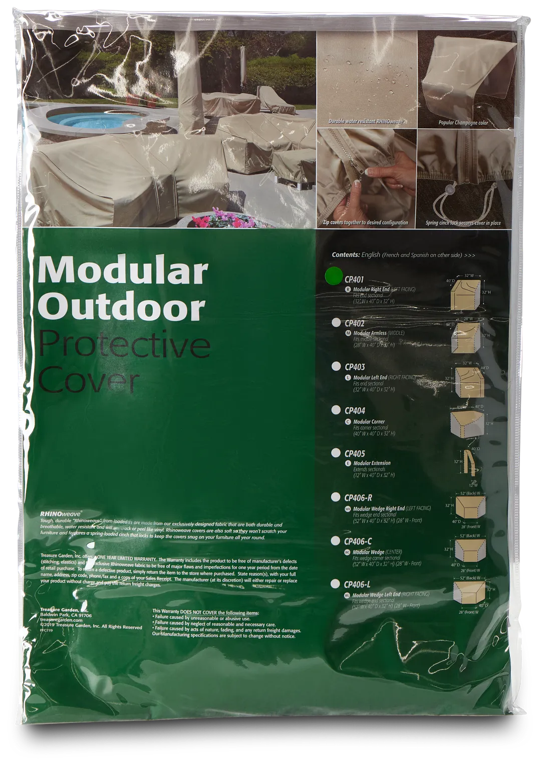 Khaki Left Modular End Piece Outdoor Cover