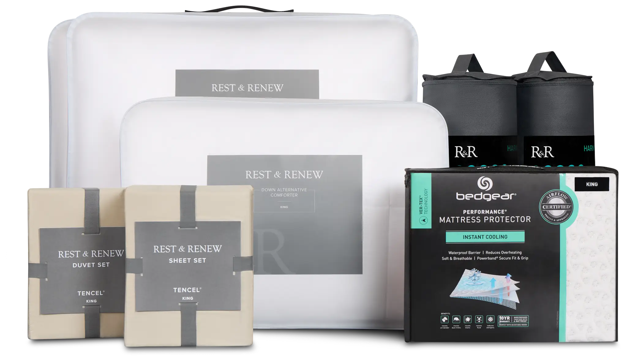 Rest & Renew Essential Plus Cooling Beige Sleep Bundle Rest & Renew Essential Plus Cooling Beige Sleep Bundle