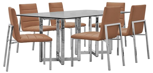 Amalfi Brown Glass Rectangular Table & 4 Upholstered Chairs (0)