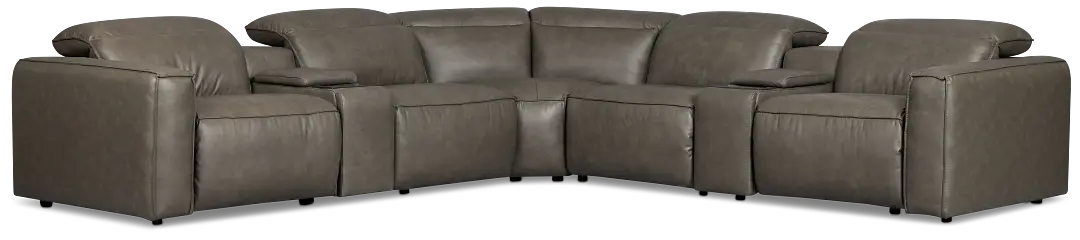 Ryland Dark Gray Lthr/vinyl Large Triple Power Reclining Two-arm Sectional Ryland Dark Gray Lthr/vinyl Large Triple Power Reclining Two-arm Sectional