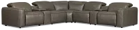 Ryland Dark Gray Lthr/vinyl Large Triple Power Reclining Two-arm Sectional