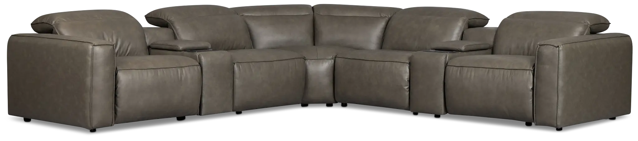 Ryland Dark Gray Lthr/vinyl Large Triple Power Reclining Two-arm Sectional Ryland Dark Gray Lthr/vinyl Large Triple Power Reclining Two-arm Sectional