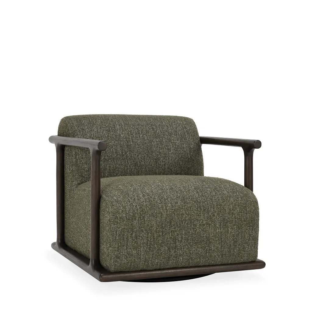 Coal Green Fabric Swivel Accent Chair