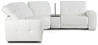 Reva White Leather Small Dual Power Reclining Two-arm Sectional