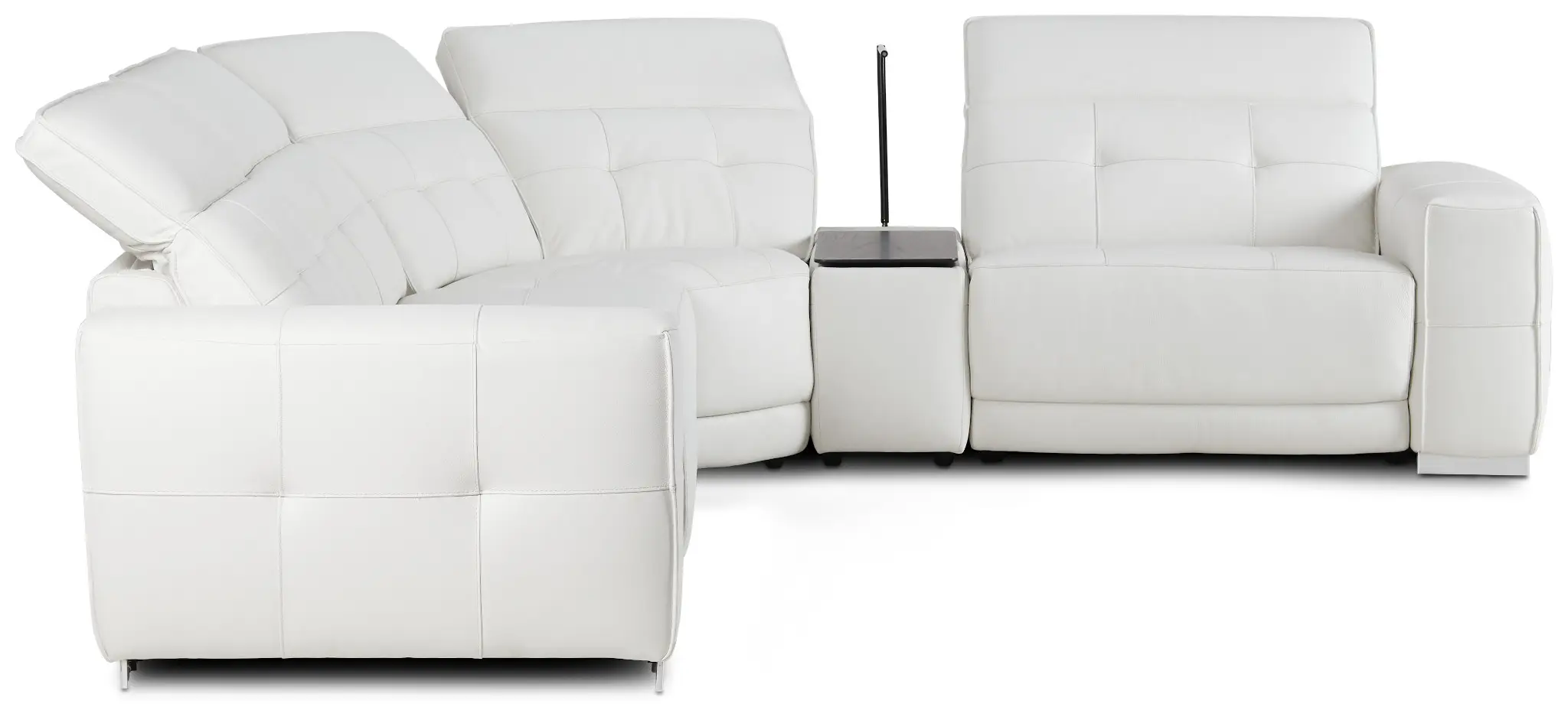 Reva White Leather Small Dual Power Reclining Two-arm Sectional Reva White Leather Small Dual Power Reclining Two-arm Sectional